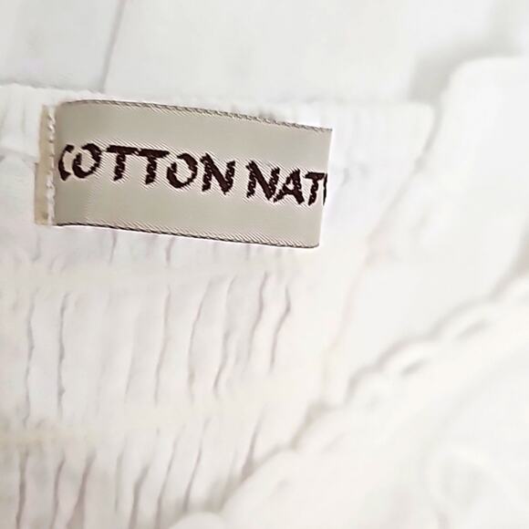 Cotton Natural Womens Gauzy White Embroidered Smocked Back Tunic Top Size XXL - Picture 10 of 13